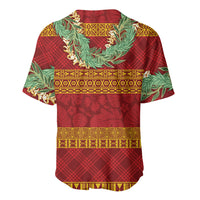 Hawai'i Paniolo Maile Twisted Lei Baseball Jersey Hilo Royal Red LT7 - Polynesian Pride