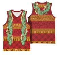 Hawai'i Paniolo Maile Twisted Lei Basketball Jersey Hilo Royal Red LT7 - Polynesian Pride