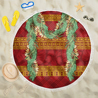 Hawai'i Paniolo Maile Twisted Lei Beach Blanket Hilo Royal Red LT7 One Size 150cm Red - Polynesian Pride