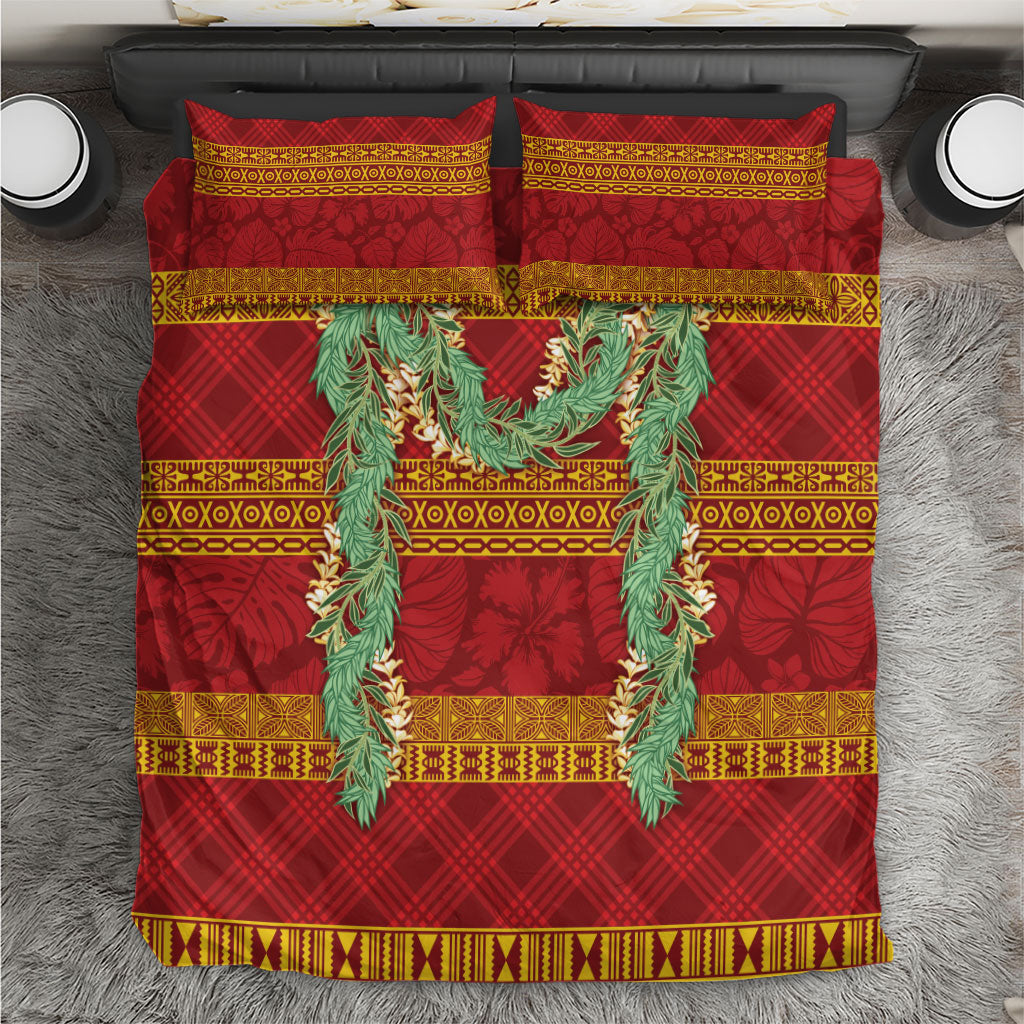 Hawai'i Paniolo Maile Twisted Lei Bedding Set Hilo Royal Red LT7 Red - Polynesian Pride