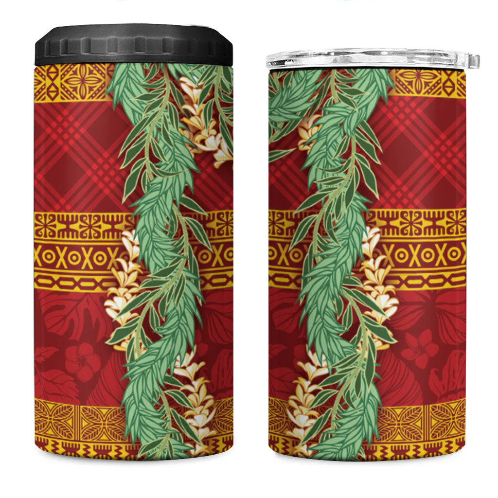 Hawai'i Paniolo Maile Twisted Lei 4 in 1 Can Cooler Tumbler Hilo Royal Red LT7 One Size: 16 oz Red - Polynesian Pride