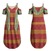Hawai'i Paniolo Maile Twisted Lei Couples Matching Summer Maxi Dress and Hawaiian Shirt Hilo Royal Red LT7 - Polynesian Pride