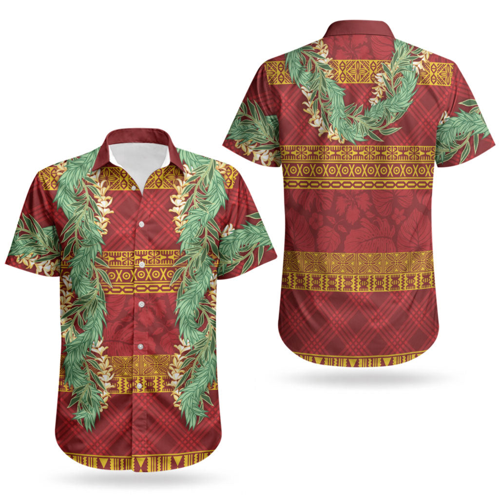 Hawai'i Paniolo Maile Twisted Lei Couples Matching Tank Maxi Dress and Hawaiian Shirt Hilo Royal Red LT7 - Polynesian Pride