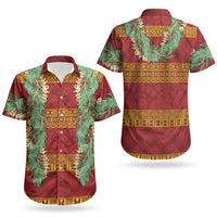 Hawai'i Paniolo Maile Twisted Lei Couples Matching Tank Maxi Dress and Hawaiian Shirt Hilo Royal Red LT7 - Polynesian Pride
