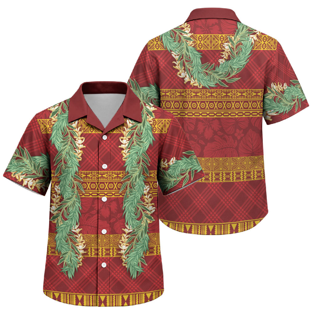 Hawai'i Paniolo Maile Twisted Lei Family Matching Mermaid Dress and Hawaiian Shirt Hilo Royal Red LT7 Son's Shirt Red - Polynesian Pride