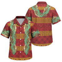Hawai'i Paniolo Maile Twisted Lei Family Matching Mermaid Dress and Hawaiian Shirt Hilo Royal Red LT7 Son's Shirt Red - Polynesian Pride