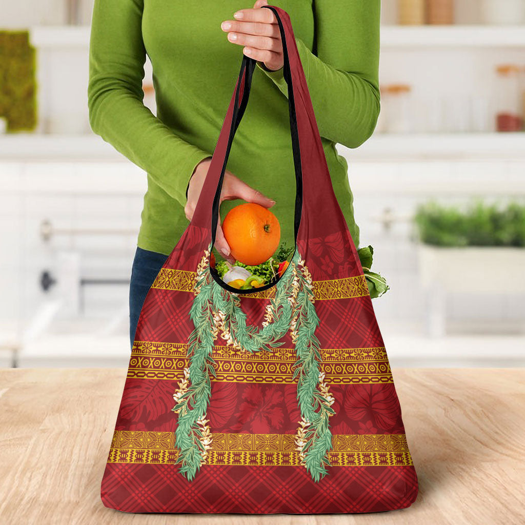 Hawai'i Paniolo Maile Twisted Lei Grocery Bag Hilo Royal Red LT7 - Polynesian Pride