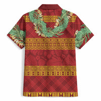 Hawai'i Paniolo Maile Twisted Lei Hawaiian Shirt Hilo Royal Red LT7 - Polynesian Pride