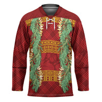 Hawai'i Paniolo Maile Twisted Lei Hockey Jersey Hilo Royal Red LT7 Unisex Red - Polynesian Pride