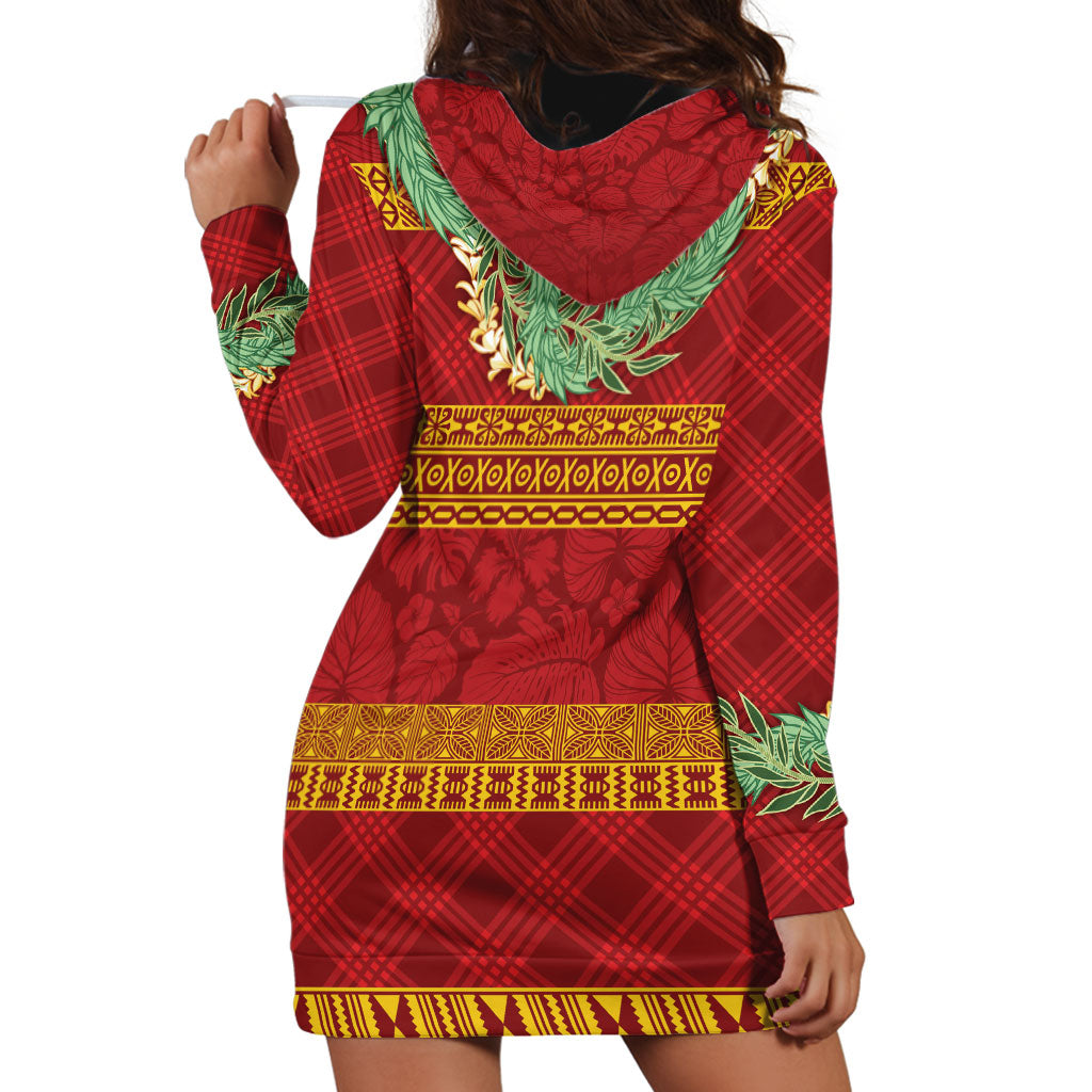 Hawai'i Paniolo Maile Twisted Lei Hoodie Dress Hilo Royal Red LT7 - Polynesian Pride
