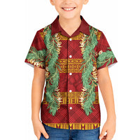 Hawai'i Paniolo Maile Twisted Lei Kid Hawaiian Shirt Hilo Royal Red LT7 Kid Red - Polynesian Pride