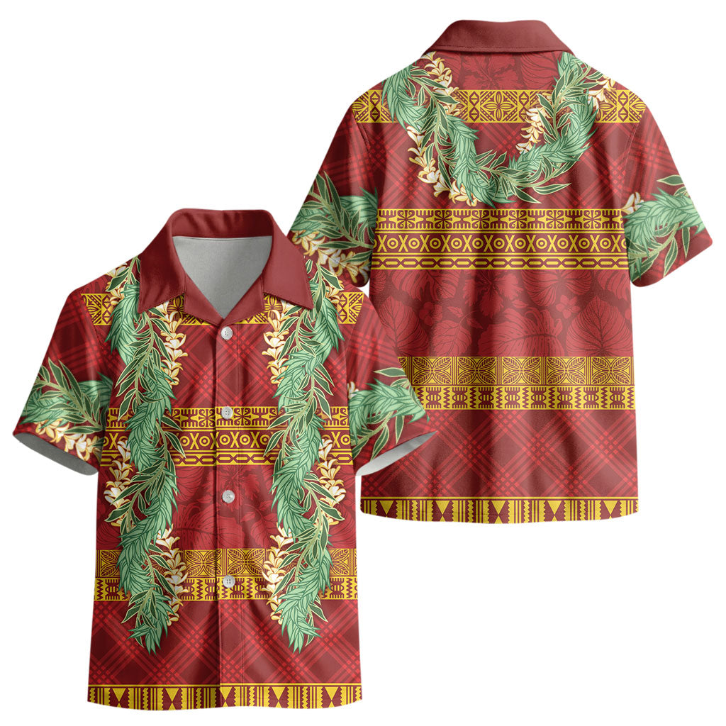 Hawai'i Paniolo Maile Twisted Lei Kid Hawaiian Shirt Hilo Royal Red LT7 - Polynesian Pride
