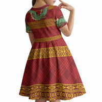 Hawai'i Paniolo Maile Twisted Lei Kid Short Sleeve Dress Hilo Royal Red LT7 - Polynesian Pride