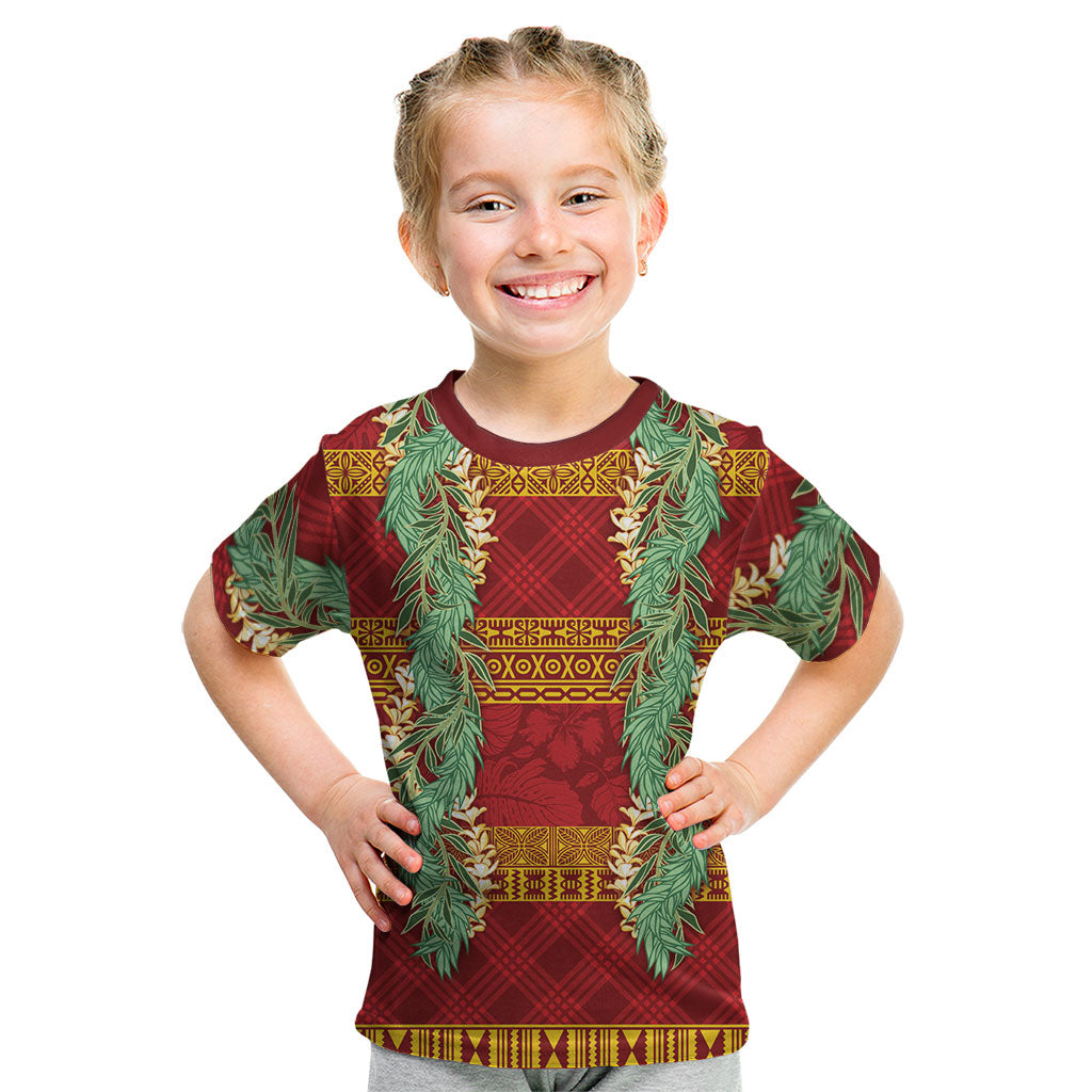 Hawai'i Paniolo Maile Twisted Lei Kid T Shirt Hilo Royal Red LT7 Red - Polynesian Pride