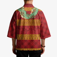 Hawai'i Paniolo Maile Twisted Lei Kimono Hilo Royal Red LT7 - Polynesian Pride