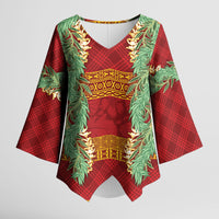 Hawai'i Paniolo Maile Twisted Lei Kimono Sleeve Blouse Hilo Royal Red LT7 Female Red - Polynesian Pride