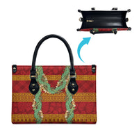 Hawai'i Paniolo Maile Twisted Lei Leather Bag Hilo Royal Red LT7 - Polynesian Pride