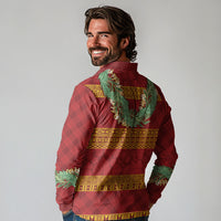 Hawai'i Paniolo Maile Twisted Lei Long Sleeve Polo Shirt Hilo Royal Red LT7 - Polynesian Pride