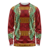 Hawai'i Paniolo Maile Twisted Lei Long Sleeve Shirt Hilo Royal Red LT7 Unisex Red - Polynesian Pride