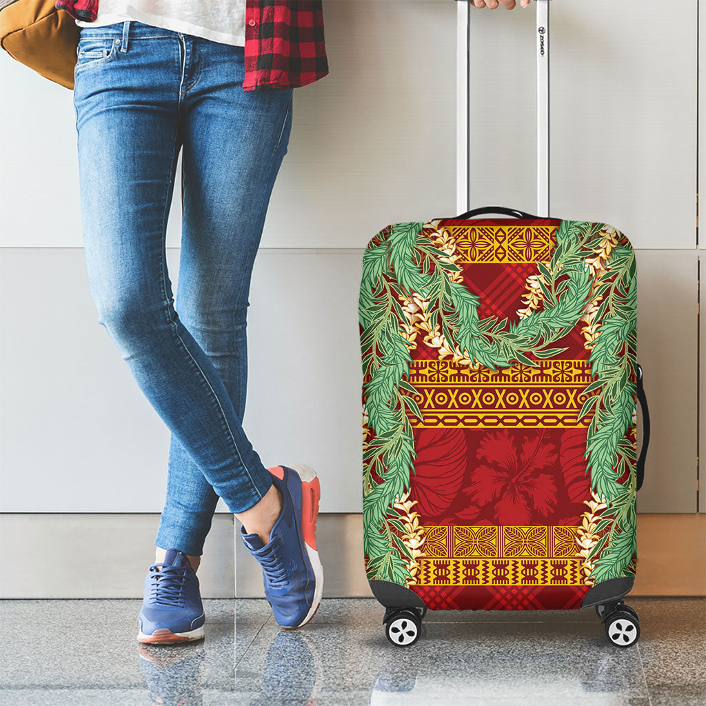 Hawai'i Paniolo Maile Twisted Lei Luggage Cover Hilo Royal Red LT7 - Polynesian Pride