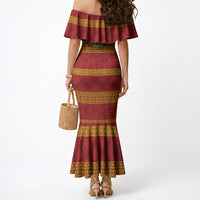 Hawai'i Paniolo Maile Twisted Lei Mermaid Dress Hilo Royal Red LT7 - Polynesian Pride