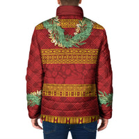 Hawai'i Paniolo Maile Twisted Lei Padded Jacket Hilo Royal Red LT7 - Polynesian Pride