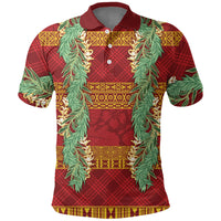 Hawai'i Paniolo Maile Twisted Lei Polo Shirt Hilo Royal Red LT7 Red - Polynesian Pride