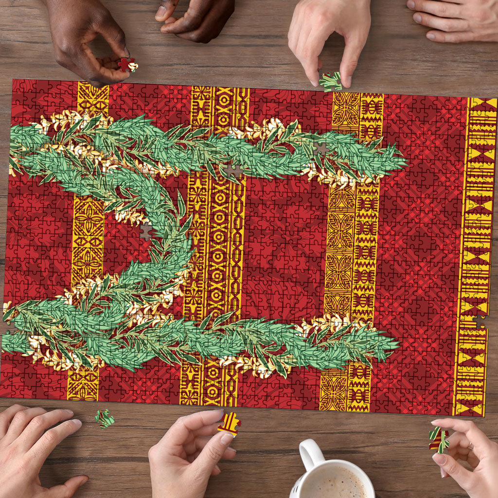 Hawai'i Paniolo Maile Twisted Lei Puzzle Hilo Royal Red LT7 - Polynesian Pride