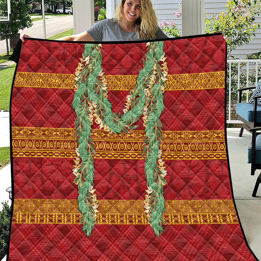 Hawai'i Paniolo Maile Twisted Lei Quilt Hilo Royal Red LT7 Red - Polynesian Pride
