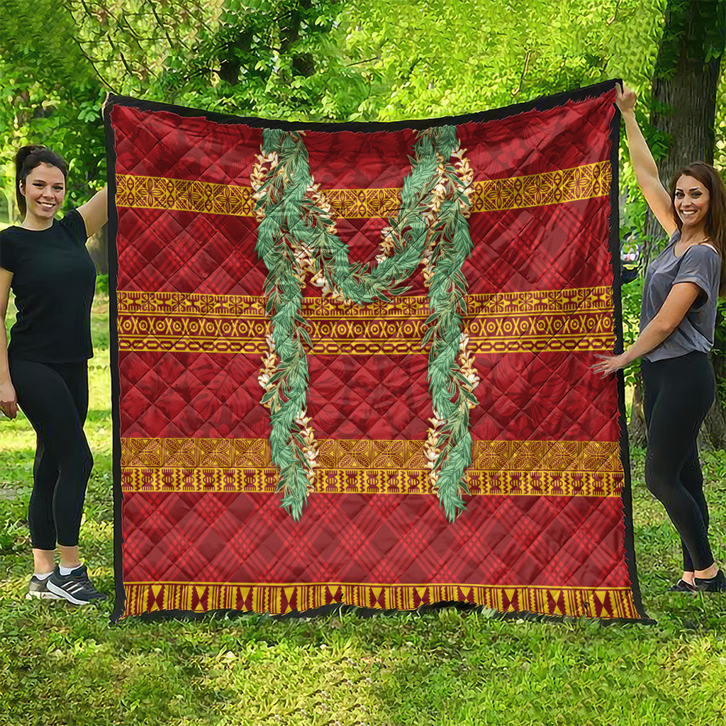 Hawai'i Paniolo Maile Twisted Lei Quilt Hilo Royal Red LT7 - Polynesian Pride