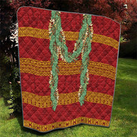 Hawai'i Paniolo Maile Twisted Lei Quilt Hilo Royal Red LT7 - Polynesian Pride