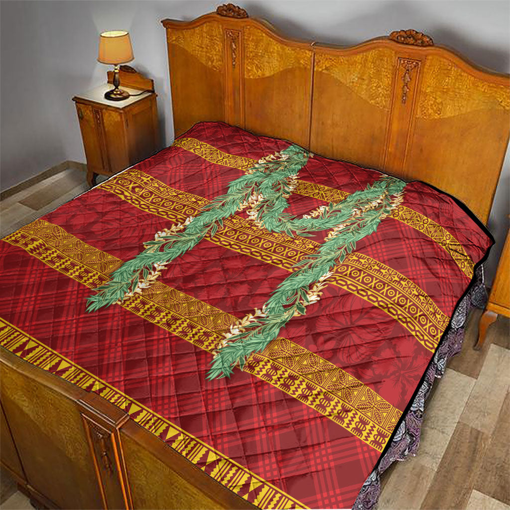 Hawai'i Paniolo Maile Twisted Lei Quilt Hilo Royal Red LT7 - Polynesian Pride