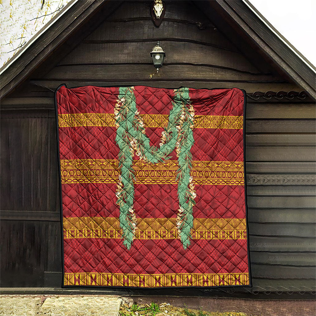Hawai'i Paniolo Maile Twisted Lei Quilt Hilo Royal Red LT7 - Polynesian Pride