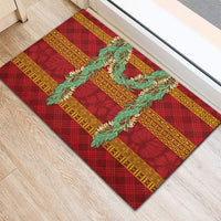 Hawai'i Paniolo Maile Twisted Lei Rubber Doormat Hilo Royal Red LT7 - Polynesian Pride
