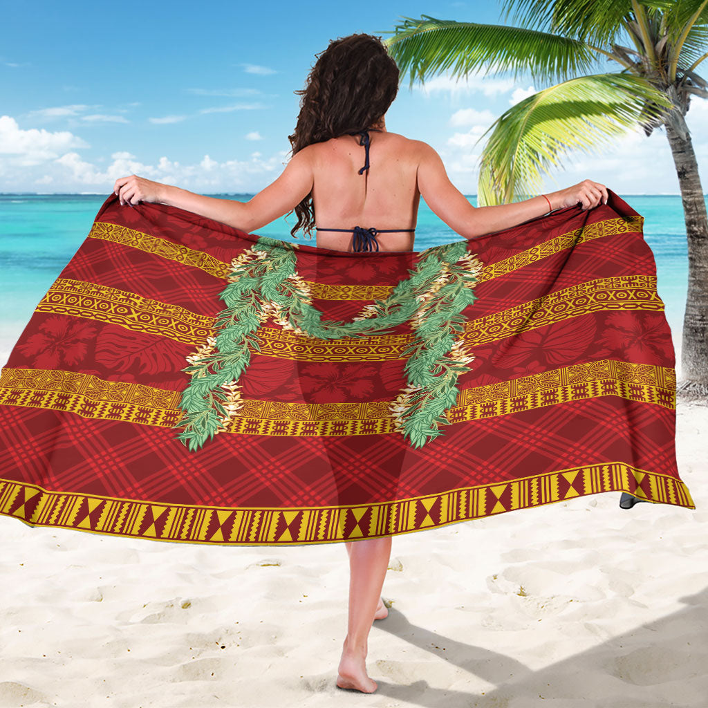 Hawai'i Paniolo Maile Twisted Lei Sarong Hilo Royal Red LT7 - Polynesian Pride