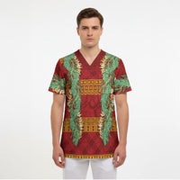 Hawai'i Paniolo Maile Twisted Lei Scrub Top Hilo Royal Red LT7 - Polynesian Pride