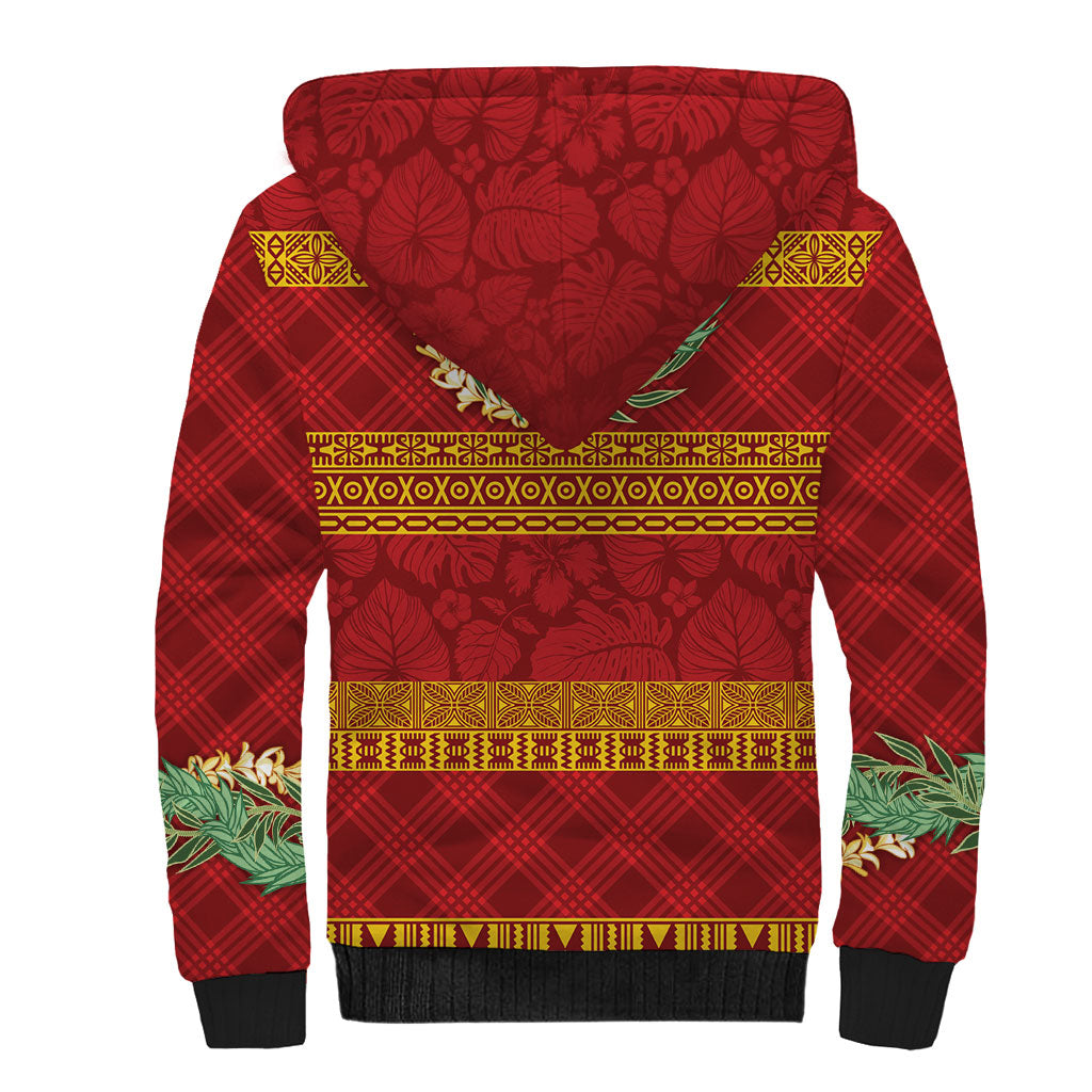 Hawai'i Paniolo Maile Twisted Lei Sherpa Hoodie Hilo Royal Red LT7 - Polynesian Pride