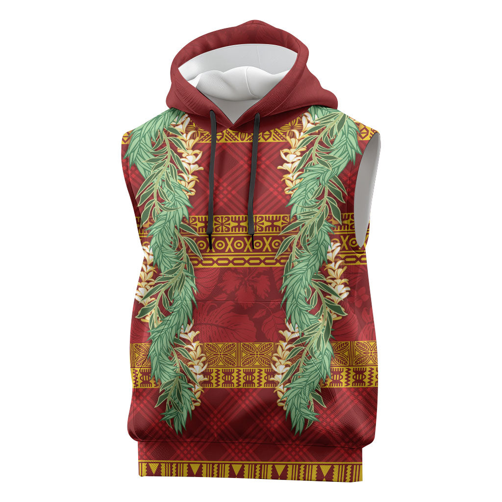 Hawai'i Paniolo Maile Twisted Lei Sleeveless Hoodie Hilo Royal Red LT7 Red - Polynesian Pride