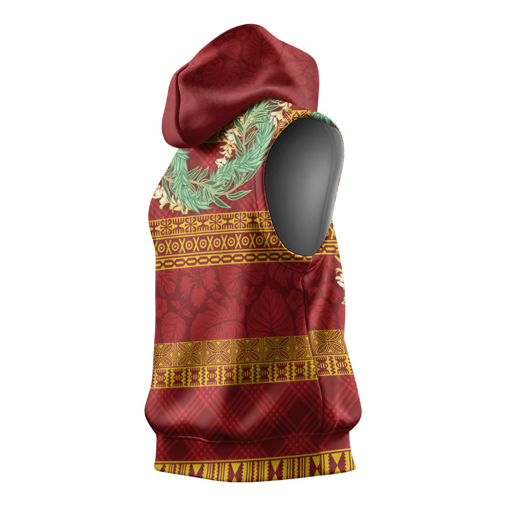 Hawai'i Paniolo Maile Twisted Lei Sleeveless Hoodie Hilo Royal Red LT7 - Polynesian Pride