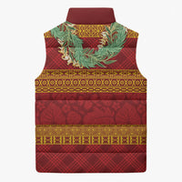 Hawai'i Paniolo Maile Twisted Lei Sleeveless Puffer Jacket Hilo Royal Red LT7 - Polynesian Pride