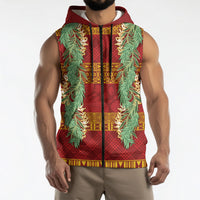 Hawai'i Paniolo Maile Twisted Lei Sleeveless Zip Hoodie Hilo Royal Red LT7 - Polynesian Pride