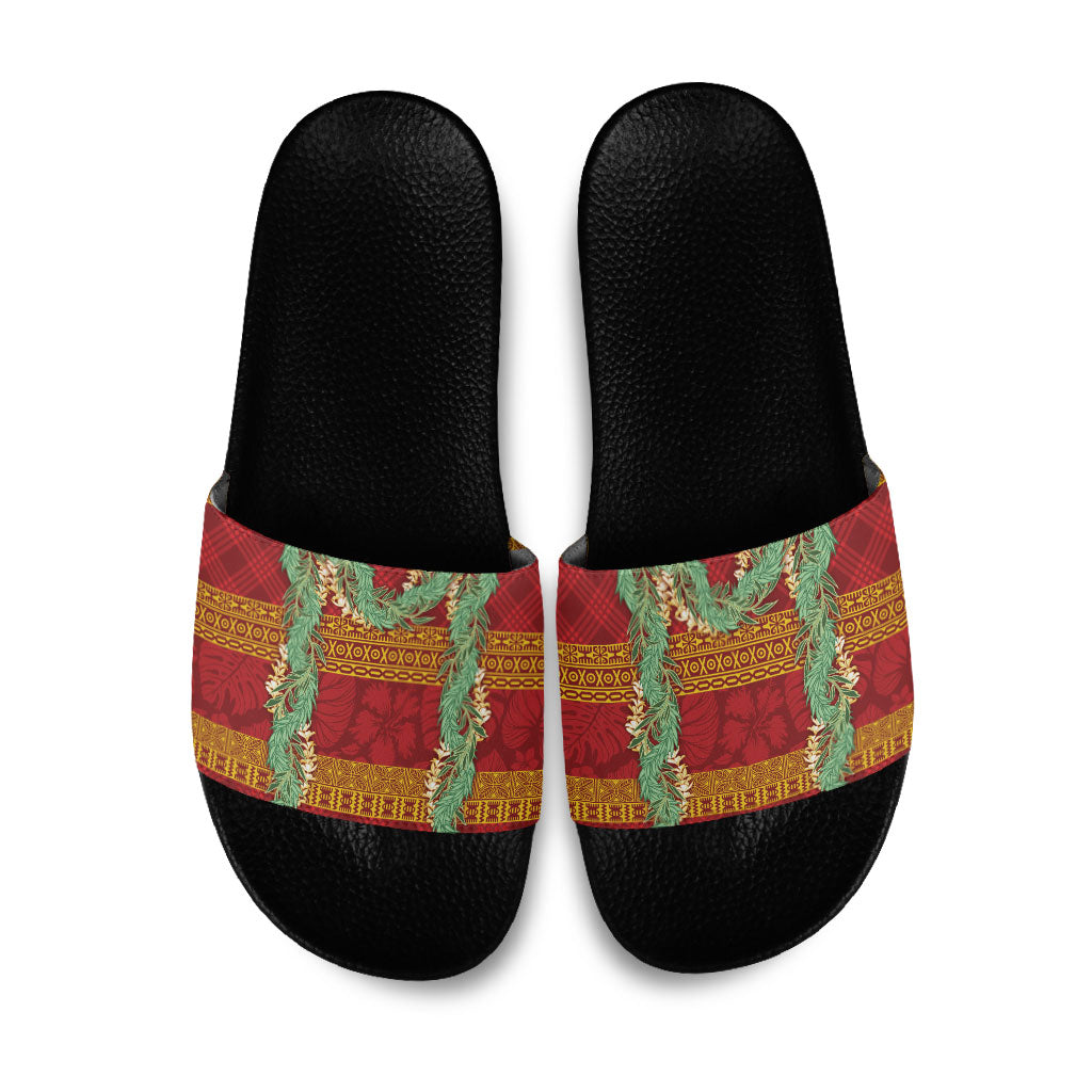 Hawai'i Paniolo Maile Twisted Lei Slide Sandals Hilo Royal Red LT7 Red - Polynesian Pride