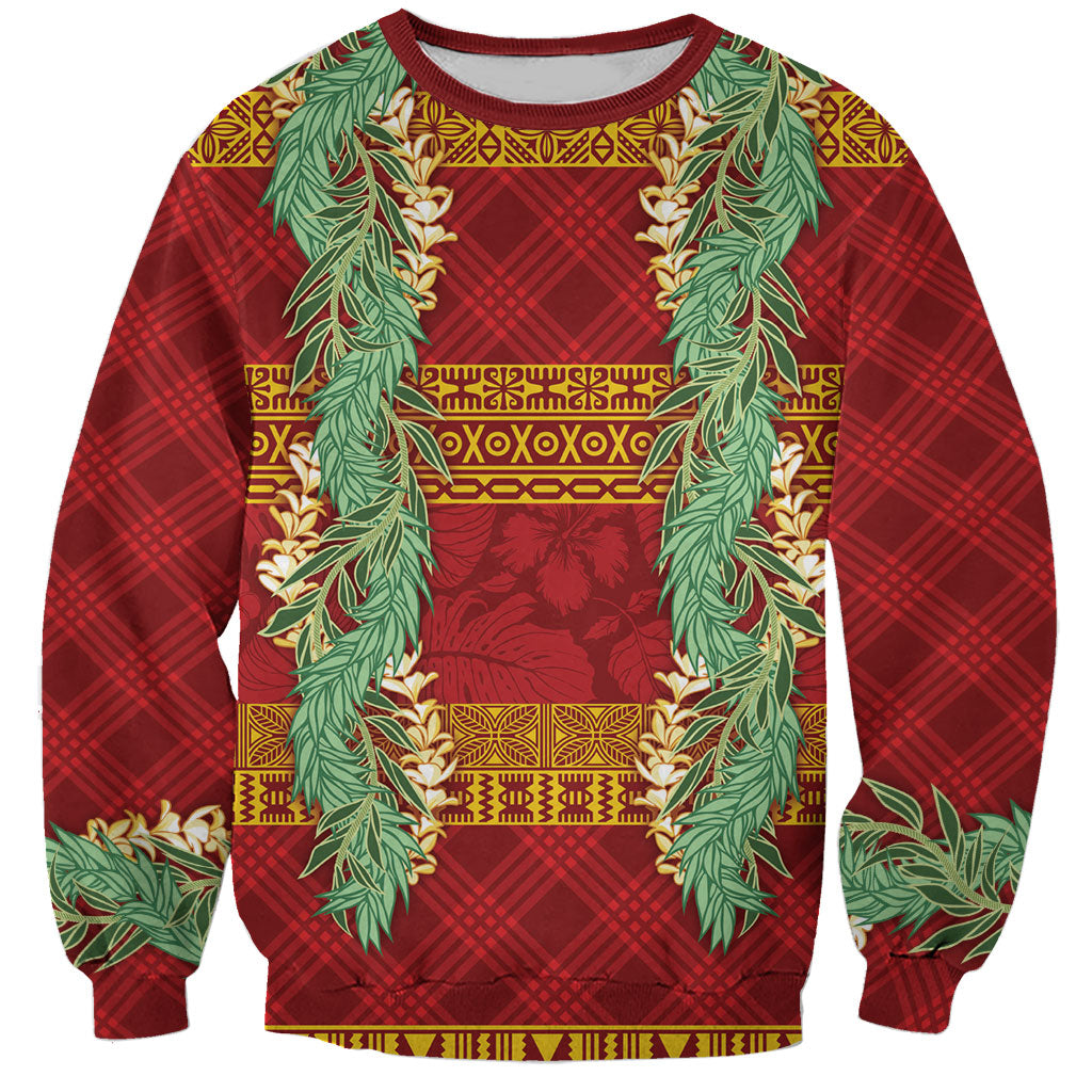 Hawai'i Paniolo Maile Twisted Lei Sweatshirt Hilo Royal Red LT7 Unisex Red - Polynesian Pride