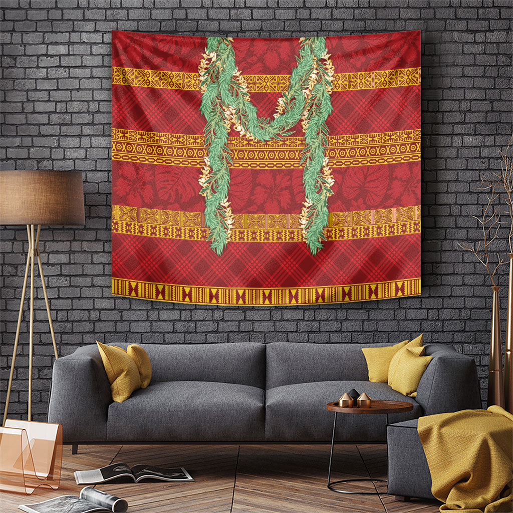 Hawai'i Paniolo Maile Twisted Lei Tapestry Hilo Royal Red LT7 Red - Polynesian Pride