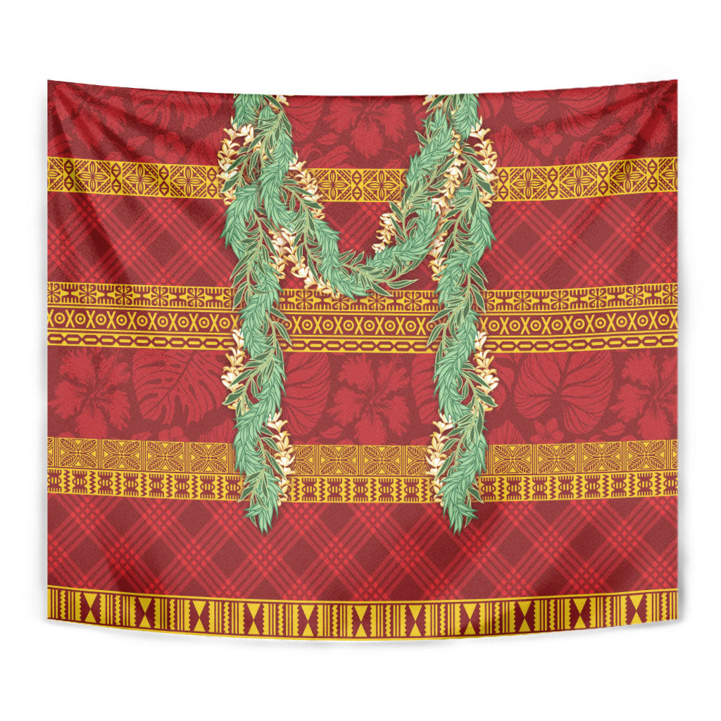 Hawai'i Paniolo Maile Twisted Lei Tapestry Hilo Royal Red LT7 - Polynesian Pride