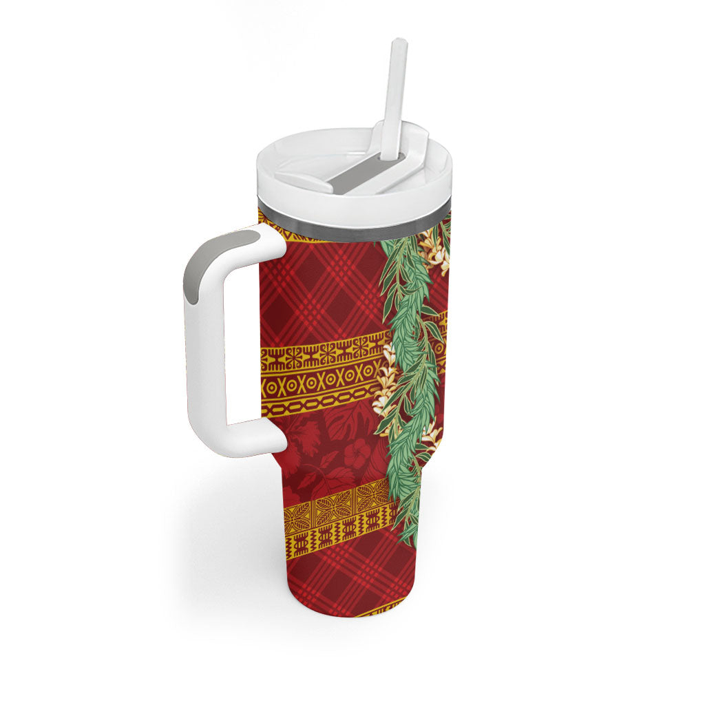 Hawai'i Paniolo Maile Twisted Lei Tumbler With Handle Hilo Royal Red LT7 - Polynesian Pride