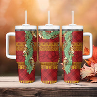 Hawai'i Paniolo Maile Twisted Lei Tumbler With Handle Hilo Royal Red LT7 - Polynesian Pride