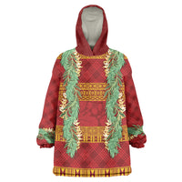 Hawai'i Paniolo Maile Twisted Lei Wearable Blanket Hoodie Hilo Royal Red LT7 One Size Red - Polynesian Pride