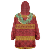 Hawai'i Paniolo Maile Twisted Lei Wearable Blanket Hoodie Hilo Royal Red LT7 - Polynesian Pride