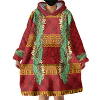 Hawai'i Paniolo Maile Twisted Lei Wearable Blanket Hoodie Hilo Royal Red LT7 - Polynesian Pride
